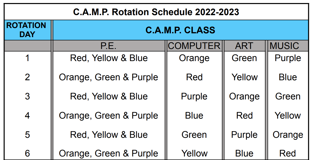 CAMP Schedule